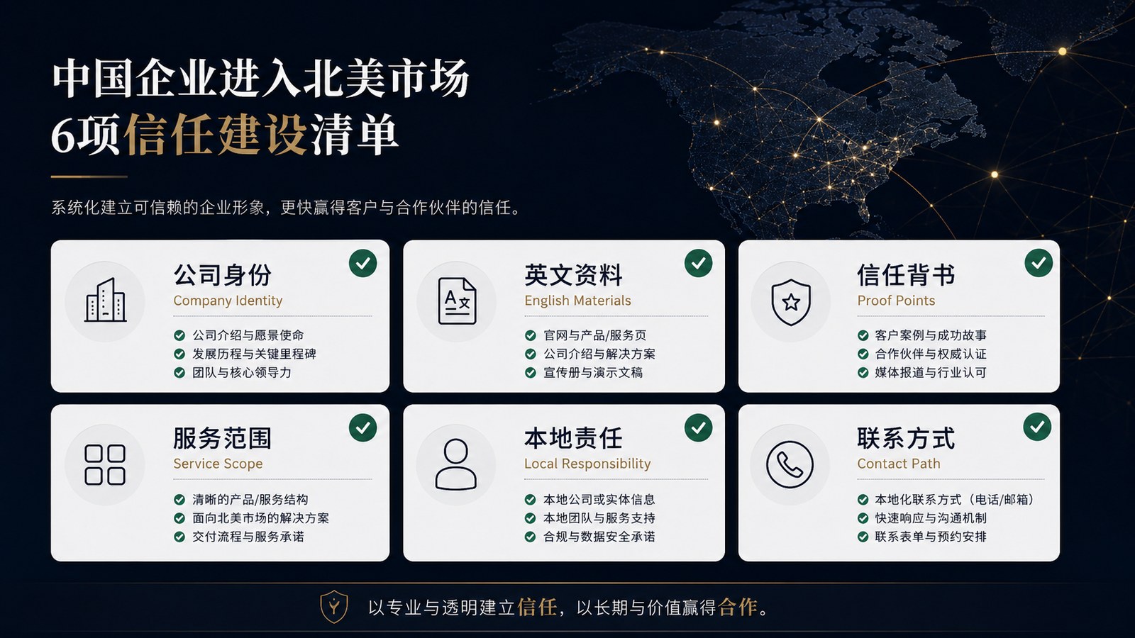 中国企业进入北美市场前的六项信任建设清单